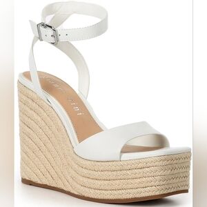 Gianni Bini Senna Leather Jute Platform Wedge Sandals *NEW*